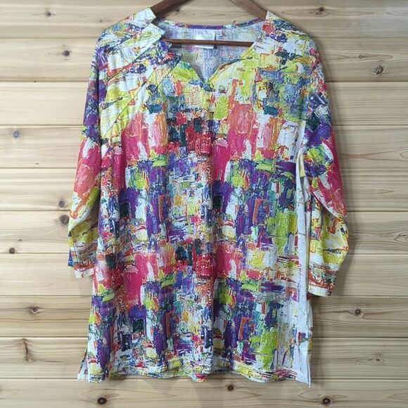 Parsley & Sage Tops - Parsley & Sage Top Womens 1X Multicolor Art Blouse Lagenlook
